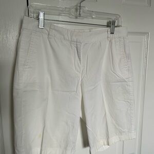 J. Crew White Bermuda Shorts Flat Front Cotton